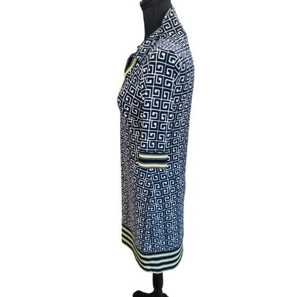 En Focus Studio 4 Navy White Geo Print Travel Office Siren Dress Slimming Spand - Picture 3 of 8
